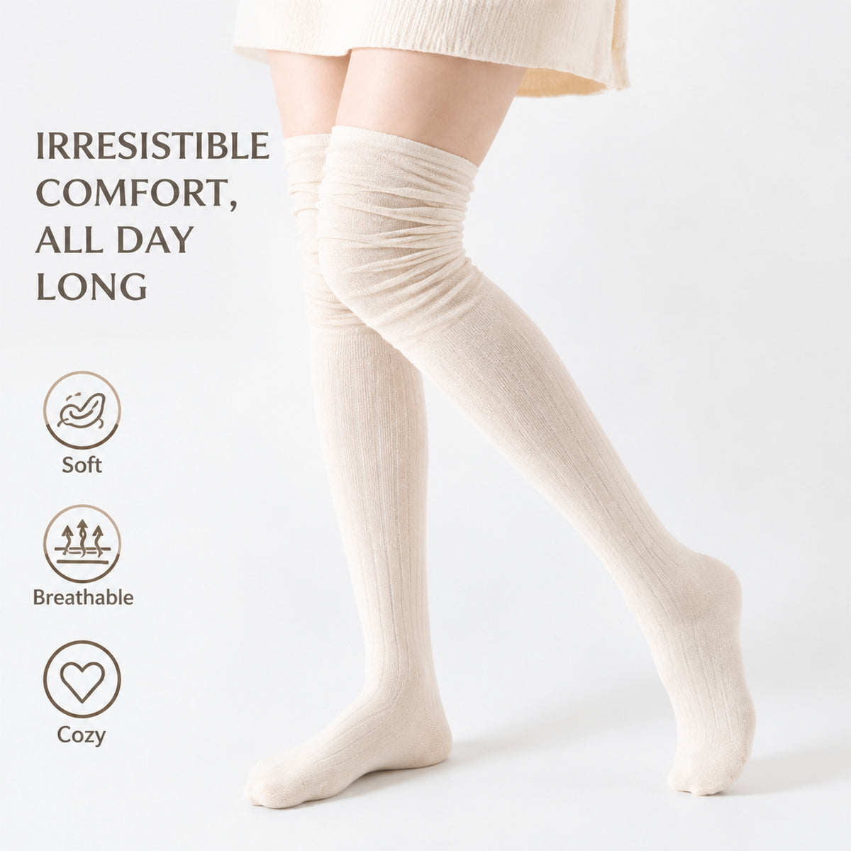 LUVAIRY 3-Pack Premium Comfort Over-the-Knee Slouch Socks for Autumn & Daily Wear