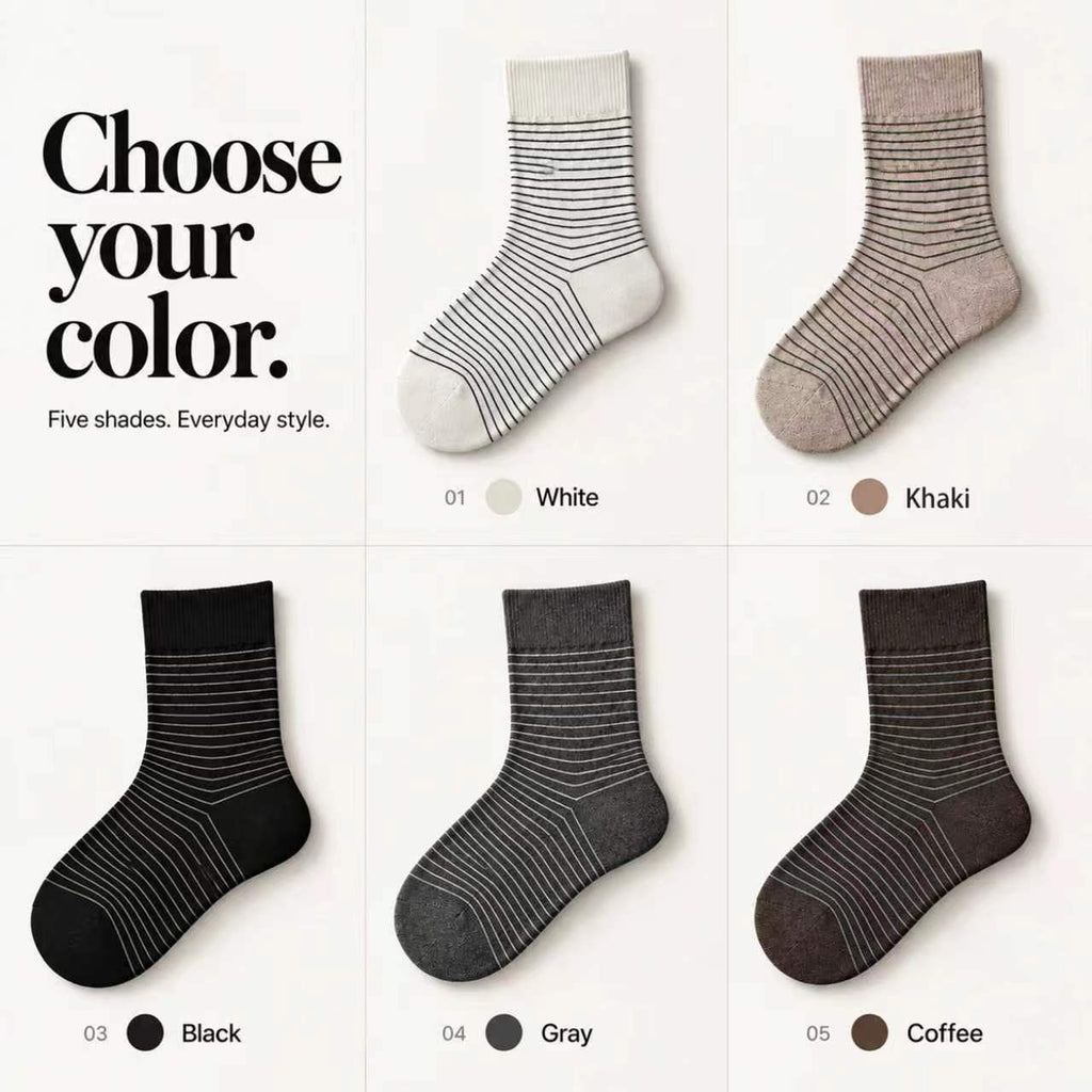 LUVAIRY Everyday Striped Wool Crew Socks – 5-Pair Set
