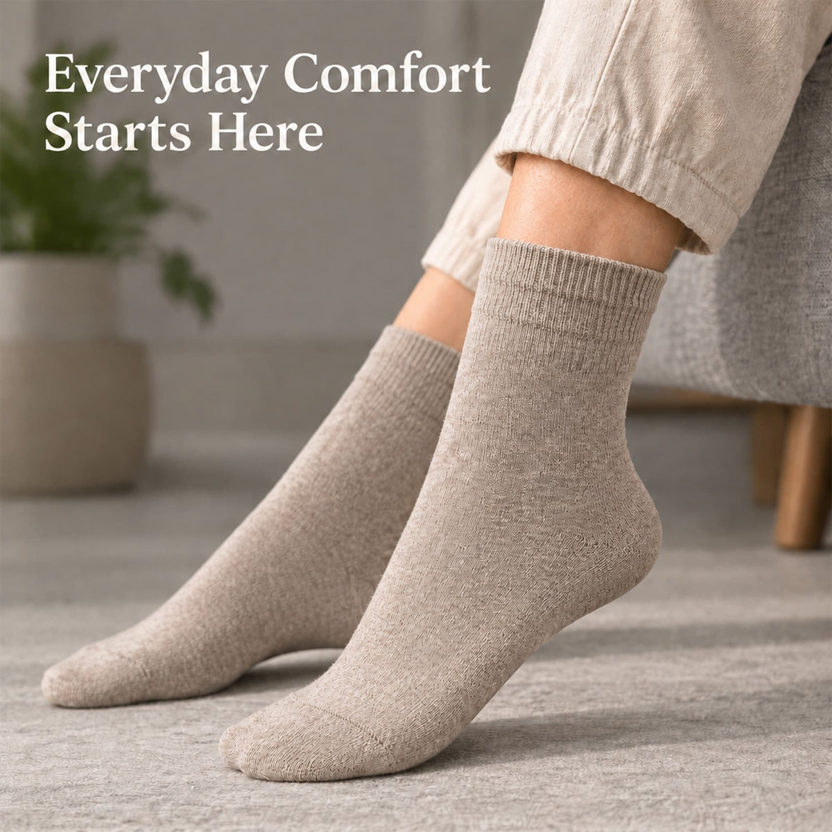 LUVAIRY Wide-Fit Wool-Blend Crew Socks – Soft Warmth & Gentle Comfort