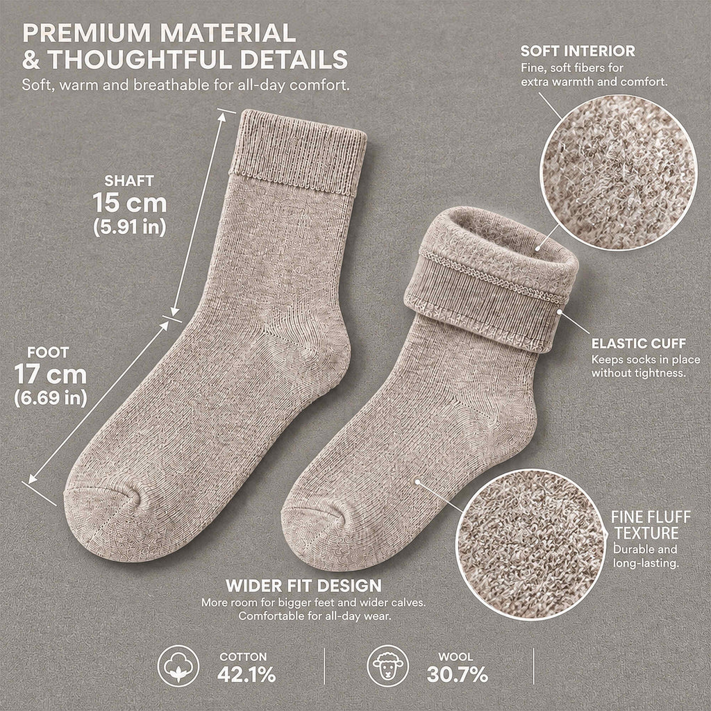 LUVAIRY Wide-Fit Wool-Blend Crew Socks – Soft Warmth & Gentle Comfort