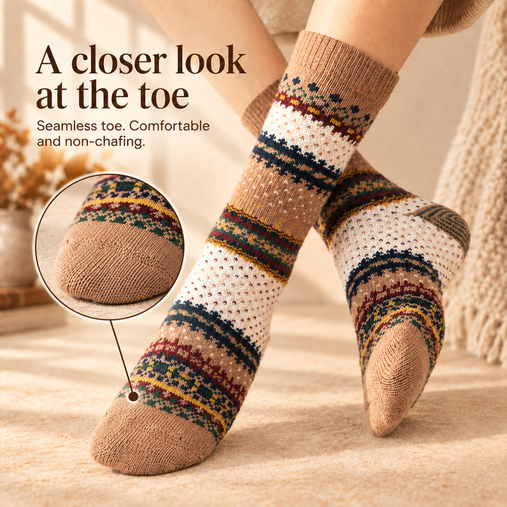 LUVAIRY Heritage Pattern Cotton Crew Socks – Soft Everyday Comfort
