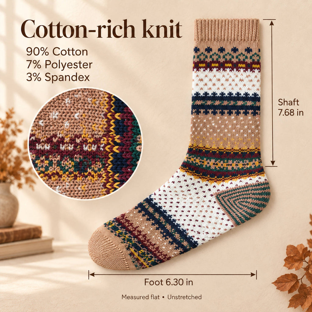 LUVAIRY Heritage Pattern Cotton Crew Socks – Soft Everyday Comfort