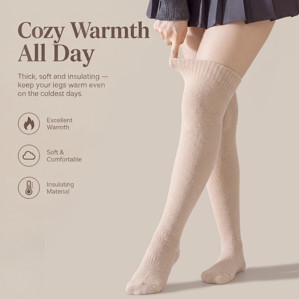 LUVAIRY Camel Cashmere Over-the-Knee Socks – Cozy Warmth & Soft Comfort