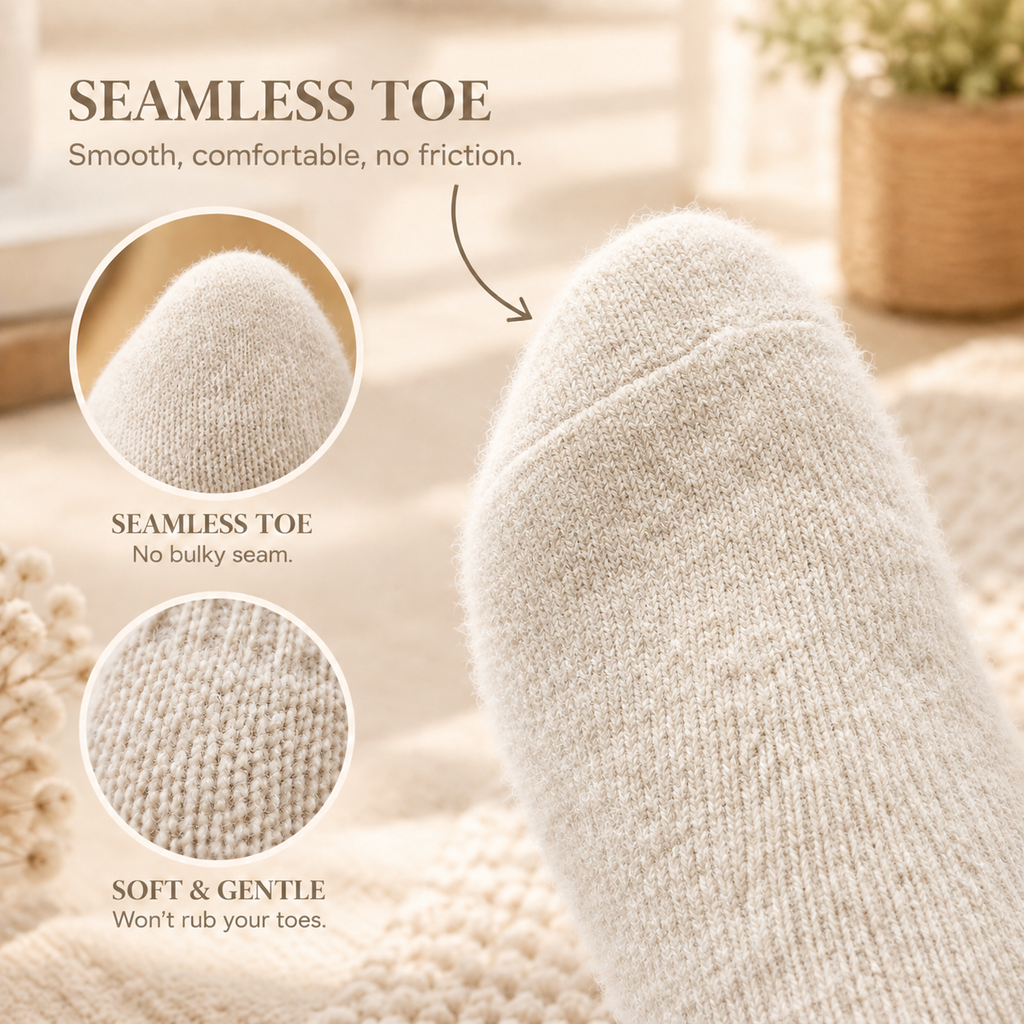 LUVAIRY Cloud-Warm 98% Wool Crew Socks – Wide Fit & Seamless Comfort  Product Description