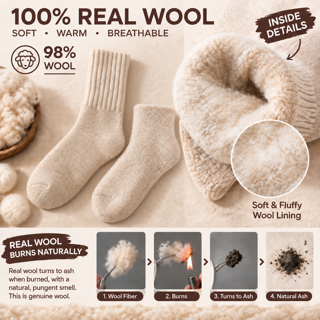 LUVAIRY Cloud-Warm 98% Wool Crew Socks – Wide Fit & Seamless Comfort  Product Description