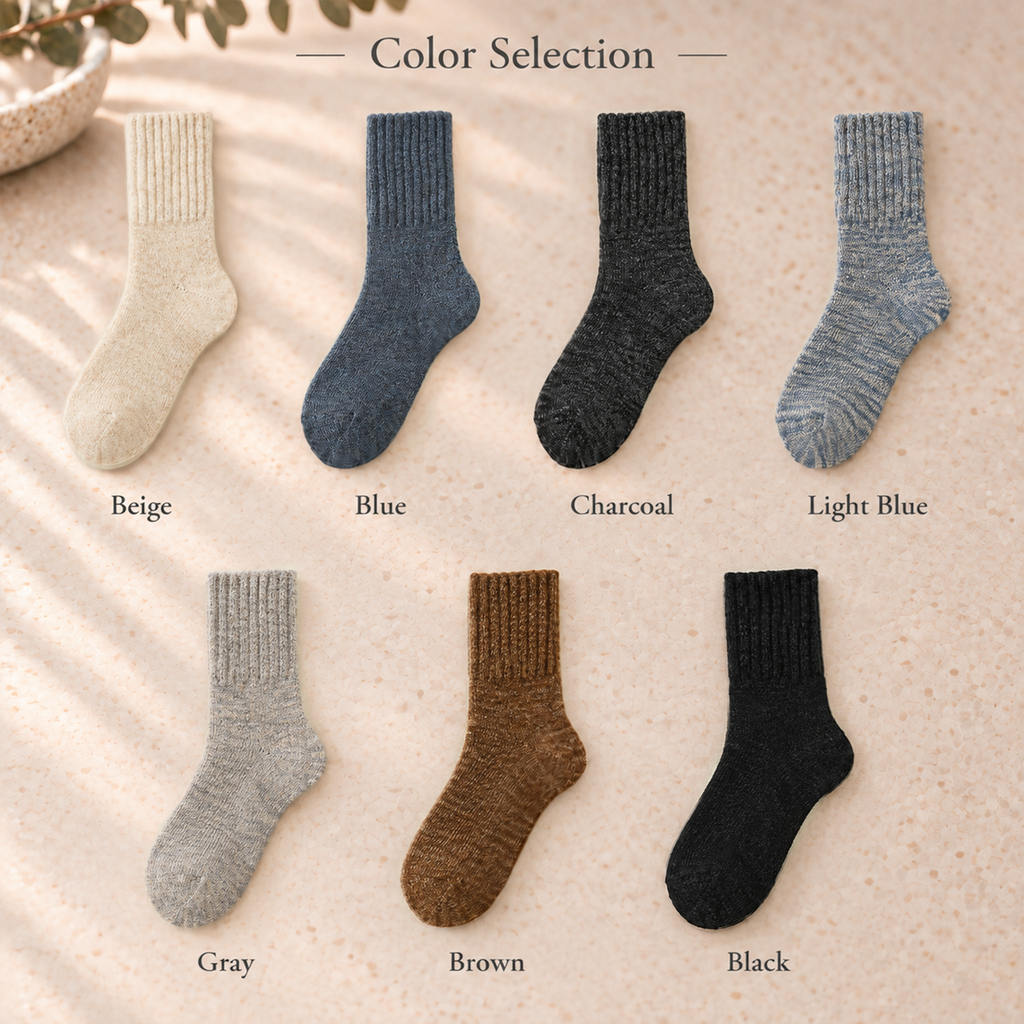 LUVAIRY Cloud-Warm 98% Wool Crew Socks – Wide Fit & Seamless Comfort  Product Description