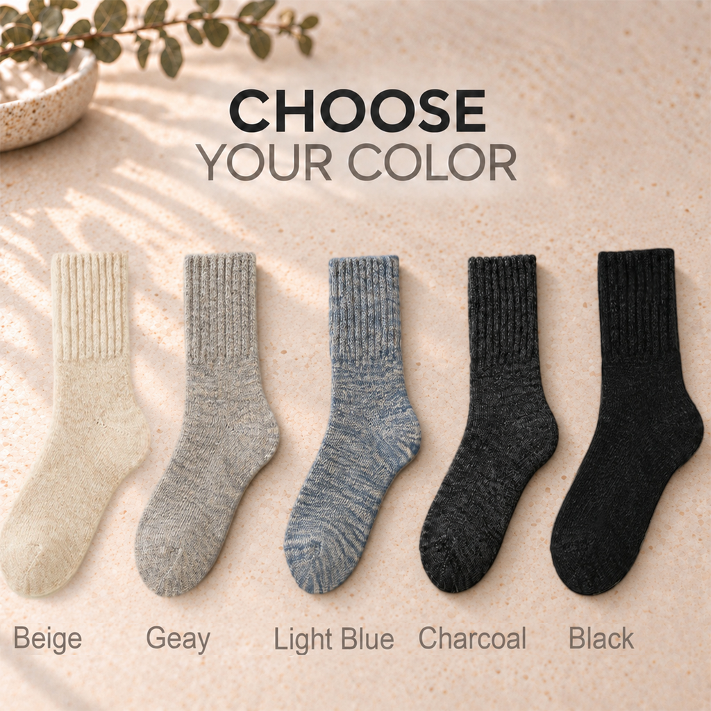 LUVAIRY Cloud-Warm 98% Wool Crew Socks – Wide Fit & Seamless Comfort  Product Description
