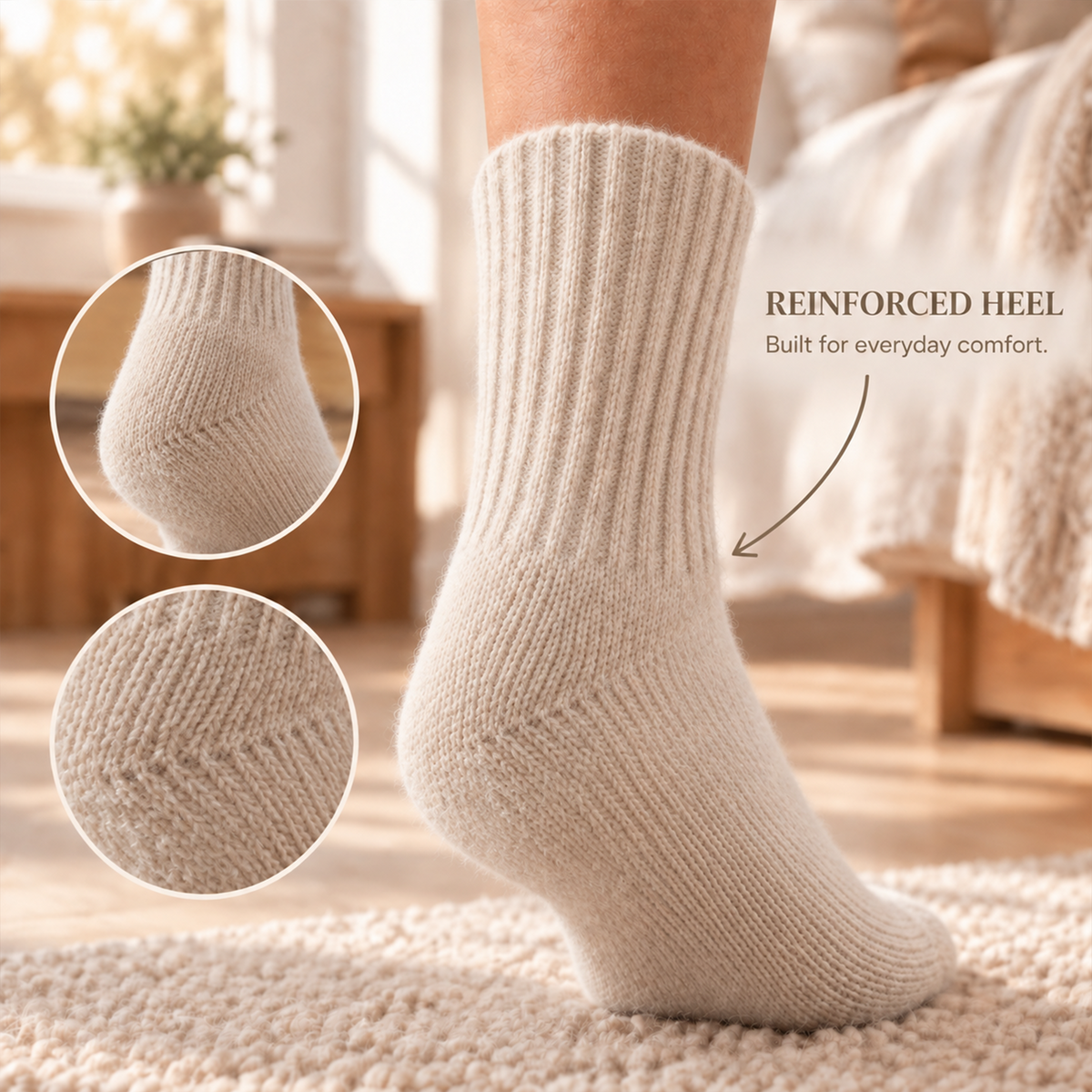 LUVAIRY Cloud-Warm 98% Wool Crew Socks – Wide Fit & Seamless Comfort  Product Description