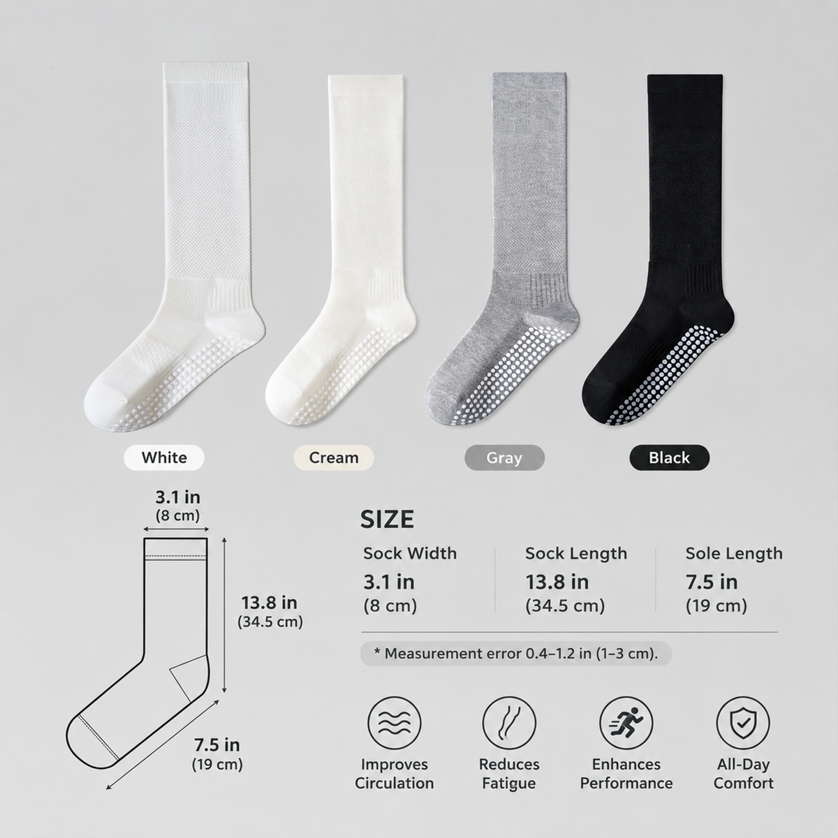 LUVAIRY Active Support Knee-High Grip Socks – Secure Fit & All-Day Comfort
