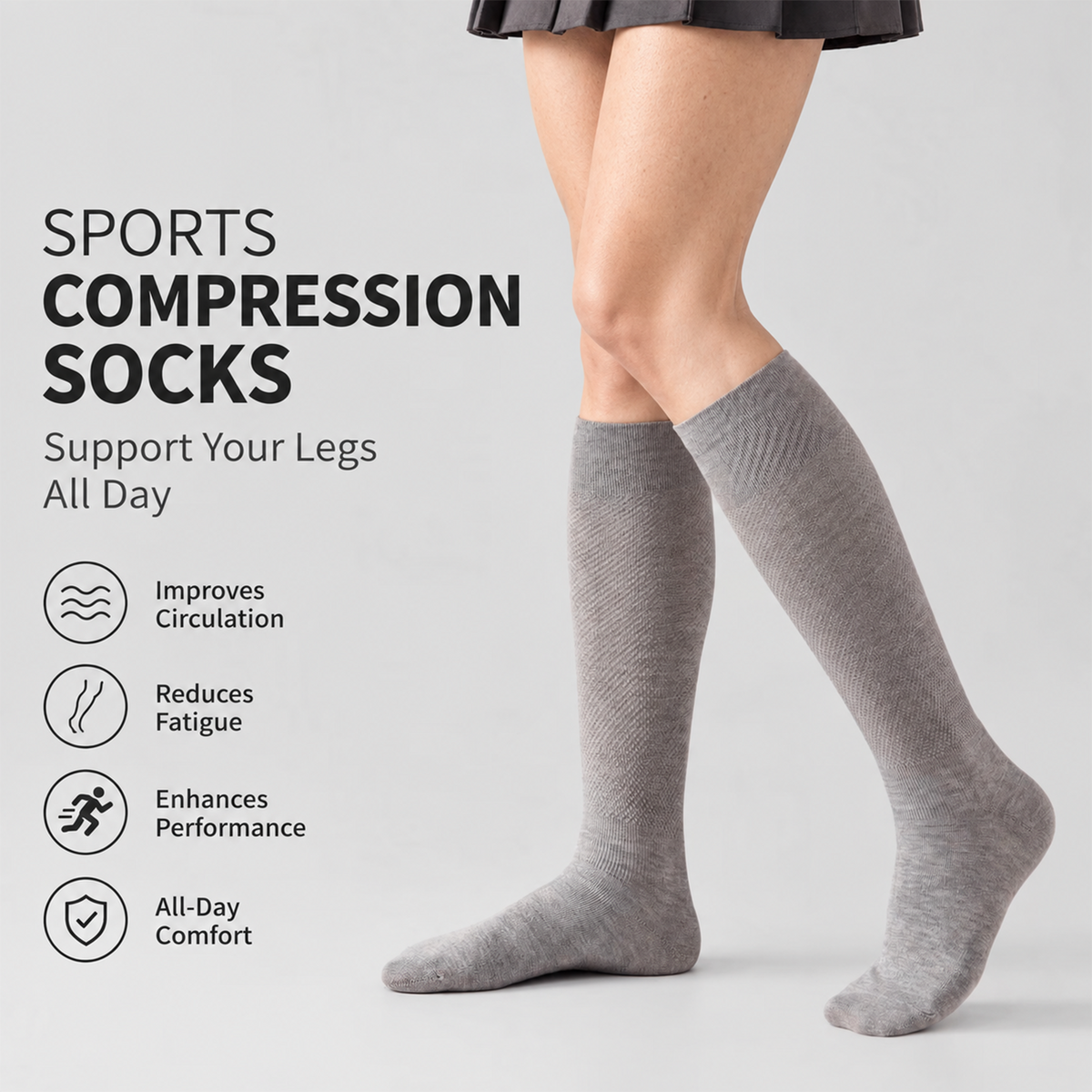 LUVAIRY Active Support Knee-High Grip Socks – Secure Fit & All-Day Comfort