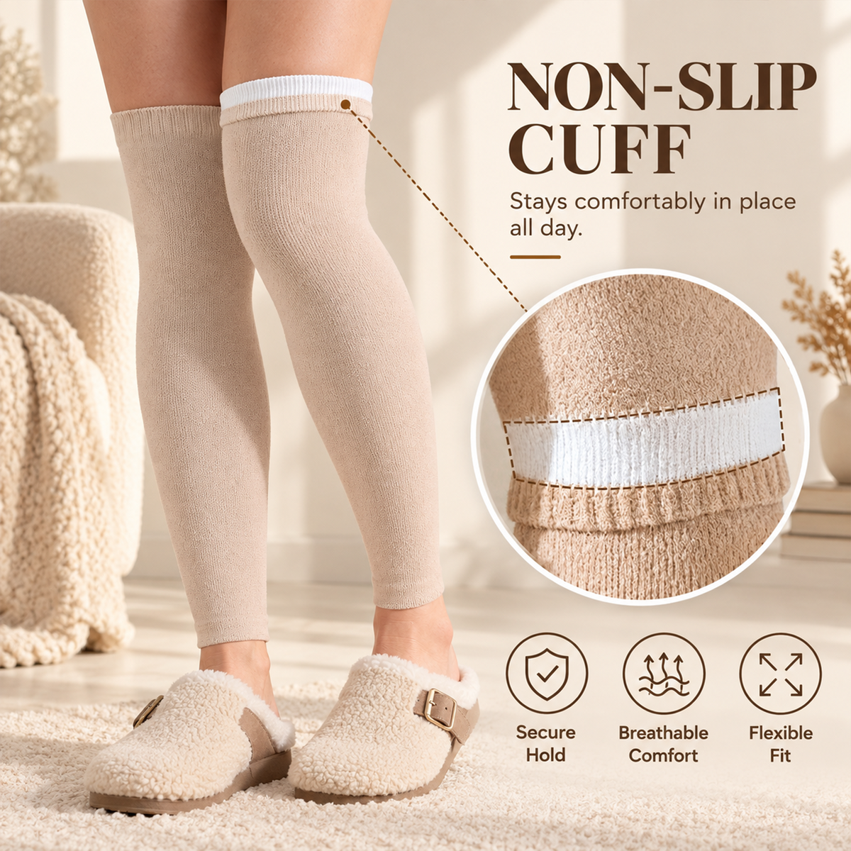 LUVAIRY CozyFit Thigh-High Leg Warmers – 4-Pack Soft Stretch Non-Slip Leg Sleeves Product Description
