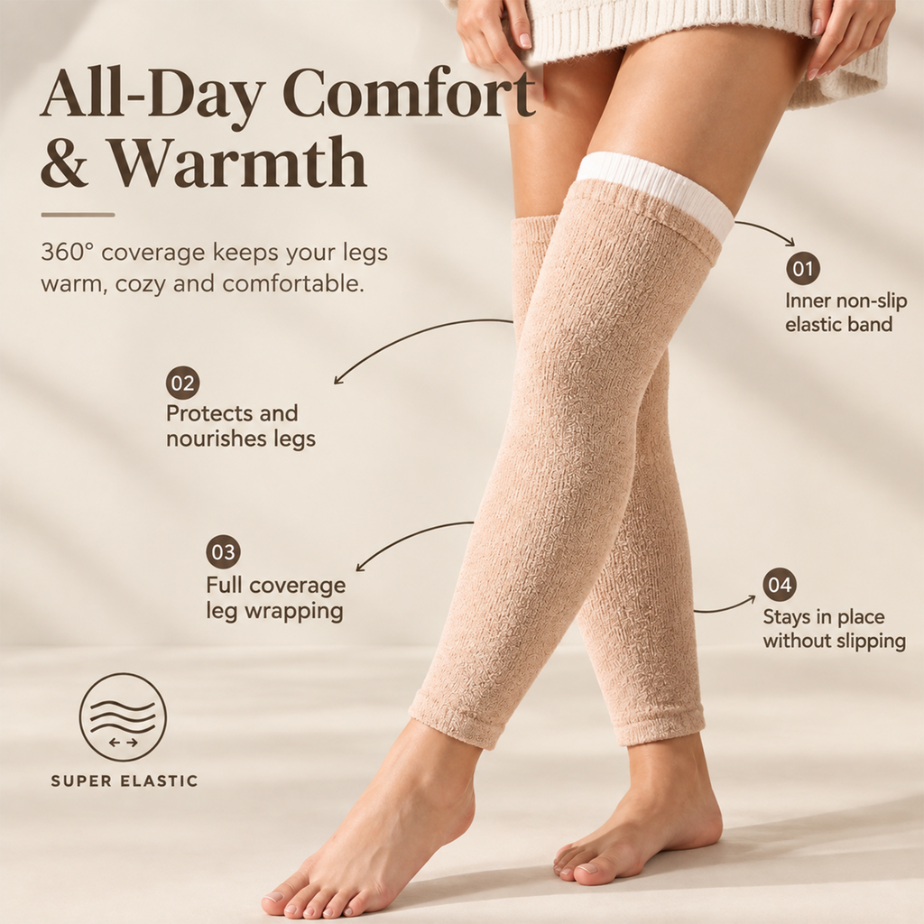 LUVAIRY CozyFit Thigh-High Leg Warmers – 4-Pack Soft Stretch Non-Slip Leg Sleeves Product Description