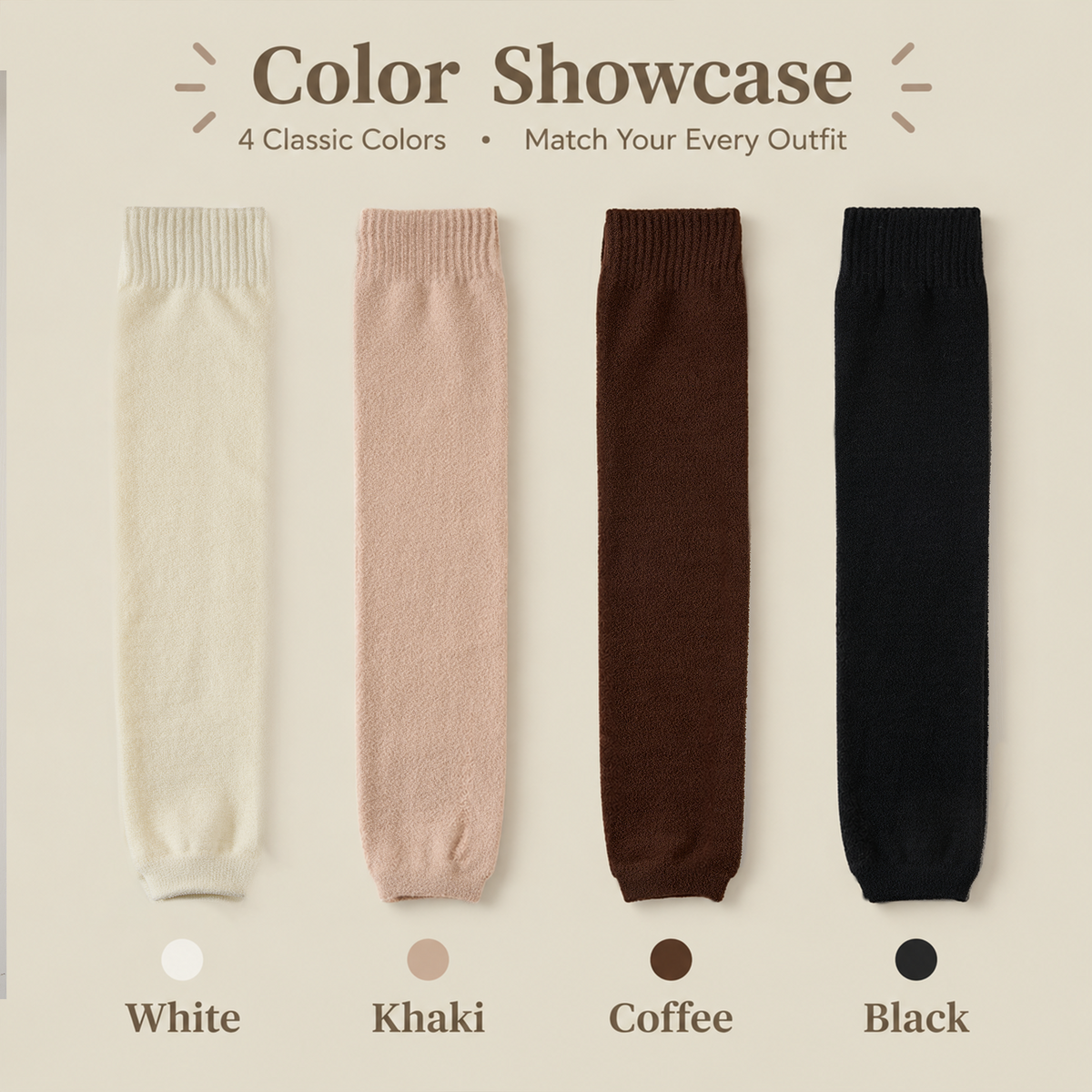 LUVAIRY CozyFit Thigh-High Leg Warmers – 4-Pack Soft Stretch Non-Slip Leg Sleeves Product Description
