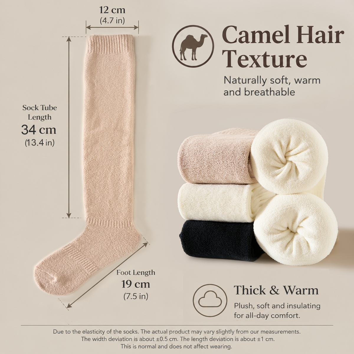 LUVAIRY CozyWarm Plush Knee-High Socks – Soft Thermal Everyday Socks