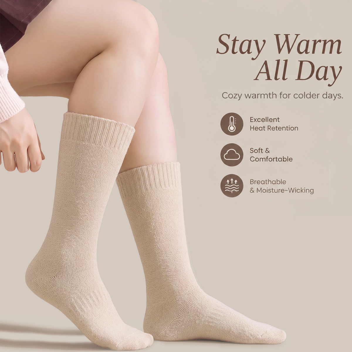 LUVAIRY CozyWarm Plush Knee-High Socks – Soft Thermal Everyday Socks