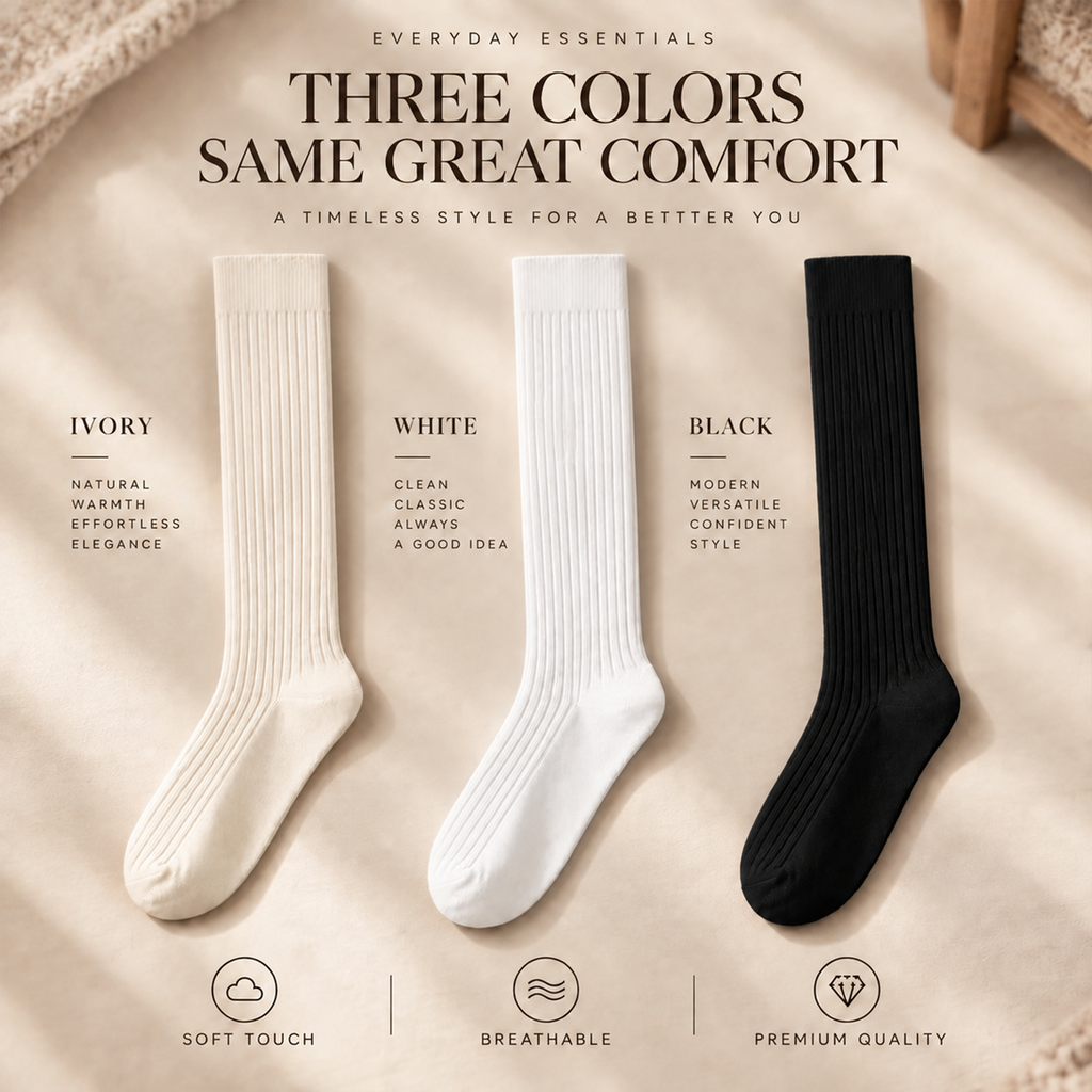 LUVAIRY Premium Ribbed Cotton Knee-High Socks