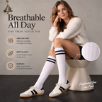 LUVAIRY Classic Stripe Breathable Cotton Knee-High Socks