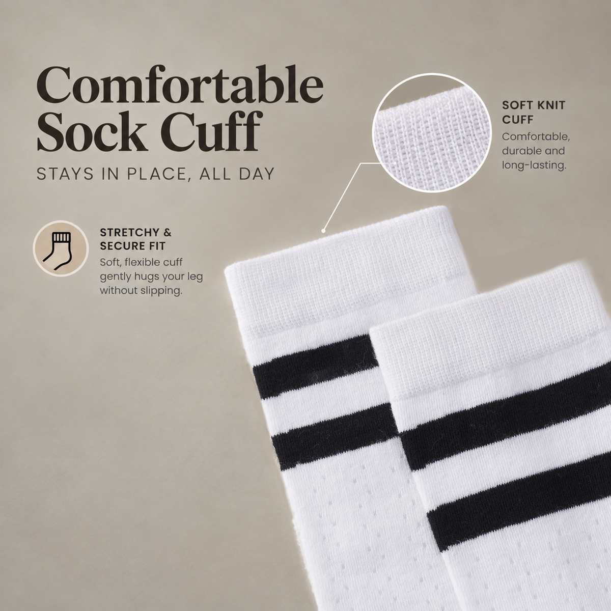 LUVAIRY Classic Stripe Breathable Cotton Knee-High Socks