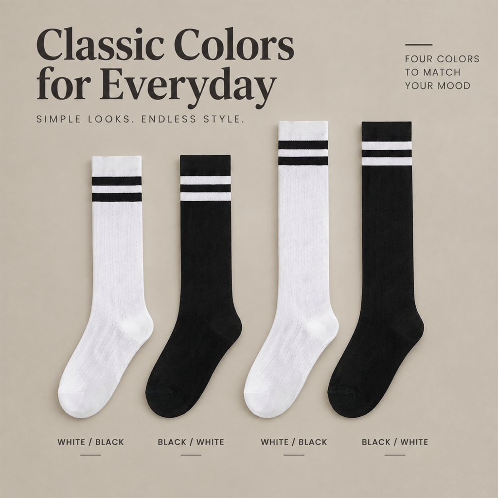 LUVAIRY Classic Stripe Breathable Cotton Knee-High Socks
