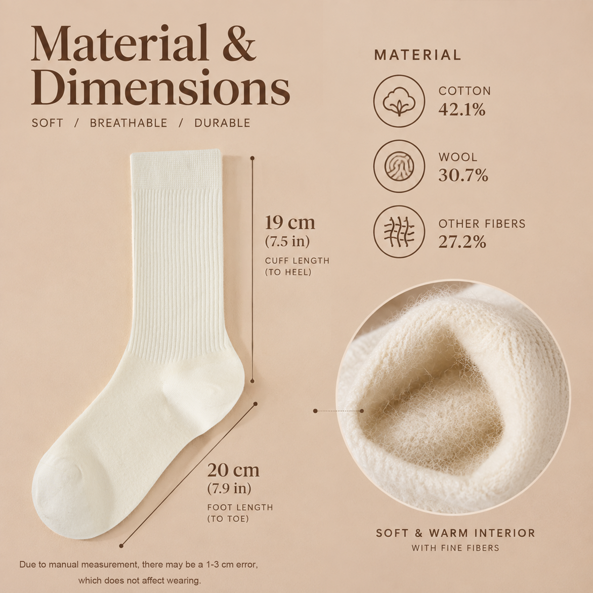 LUVAIRY Everyday Comfort Wool-Blend Crew Socks