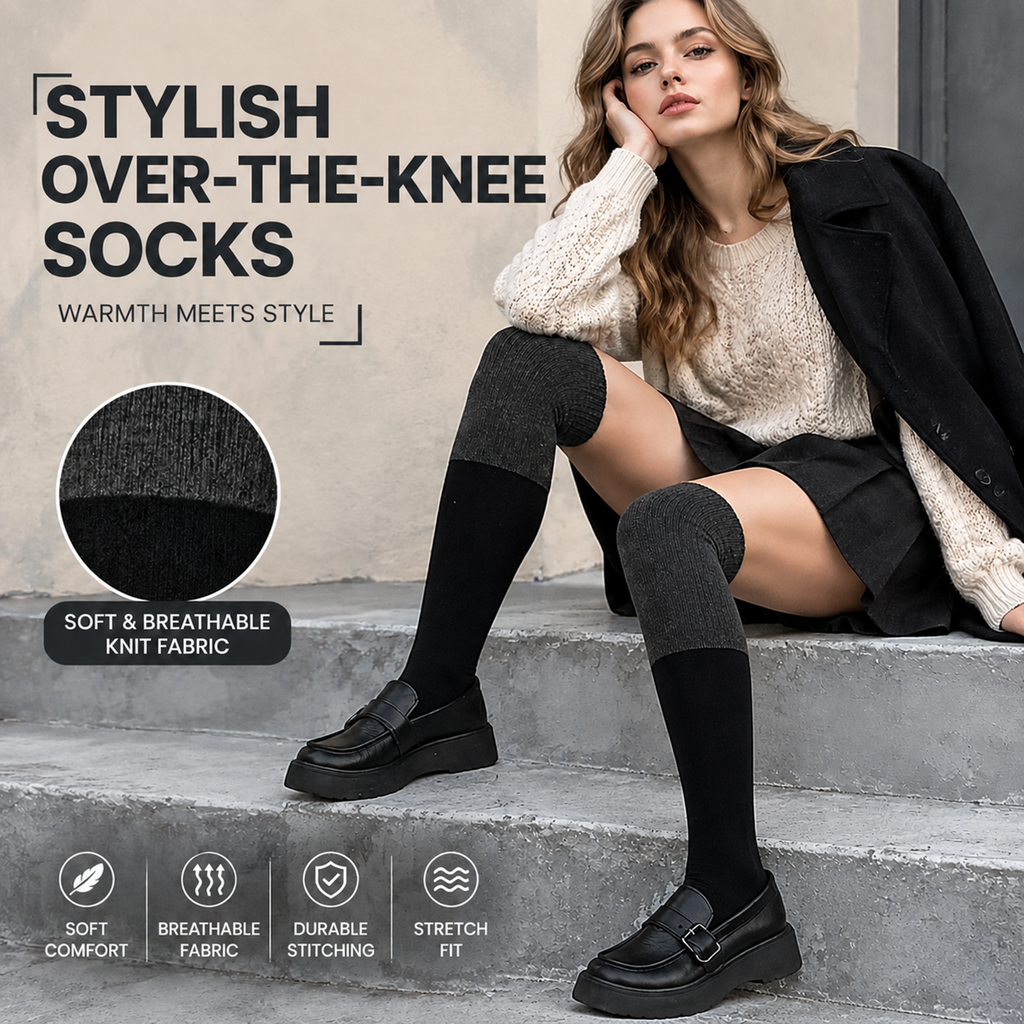 LUVAIRY Two-Tone Wool-Blend Knee-High & Over-the-Knee Socks