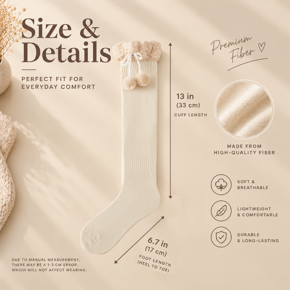 LUVAIRY Hearthside Charm Pom-Pom Knee-High Socks