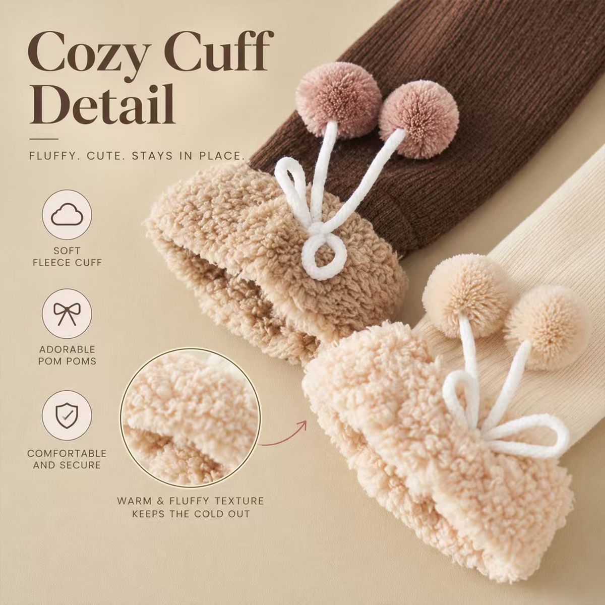 LUVAIRY Hearthside Charm Pom-Pom Knee-High Socks