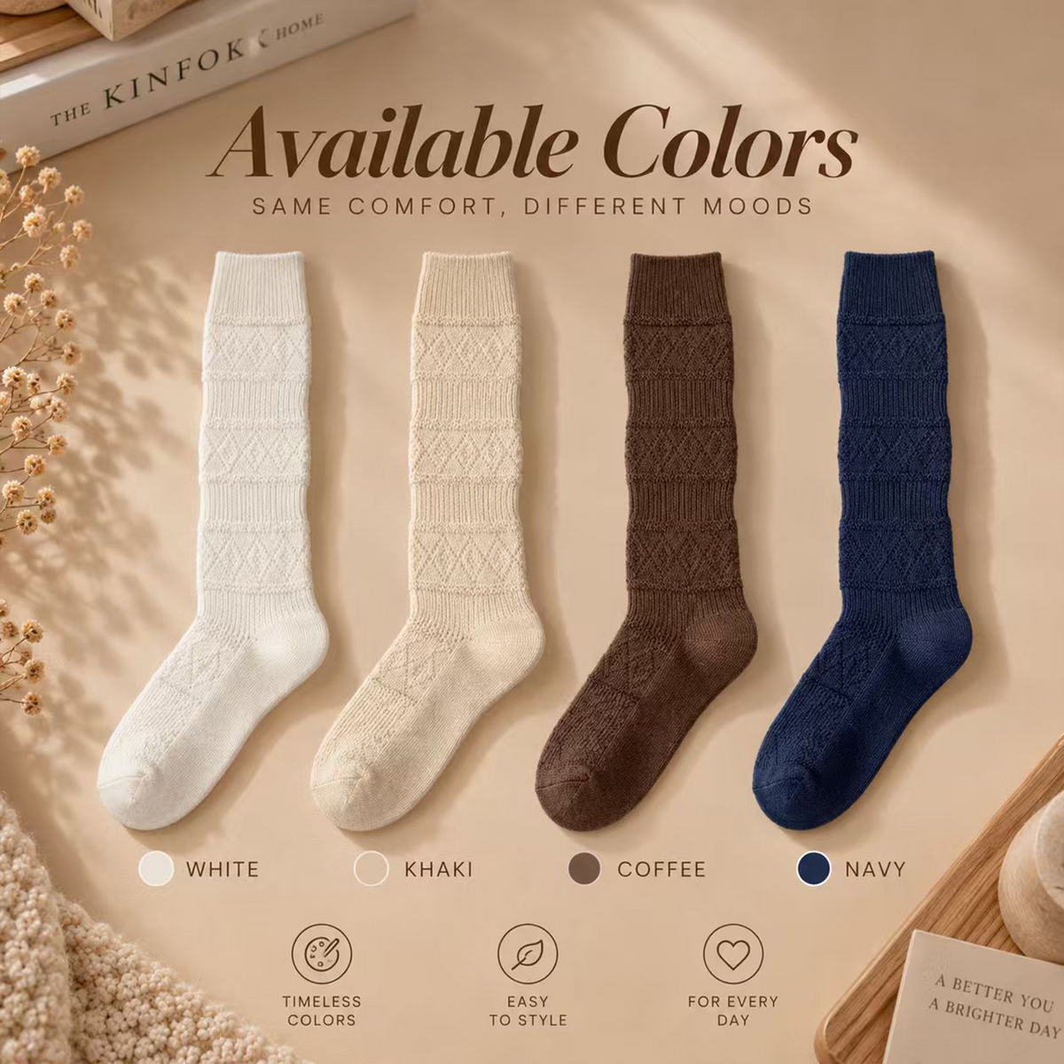 LUVAIRY Fireside Rhythm Textured Knee-High Comfort Socks