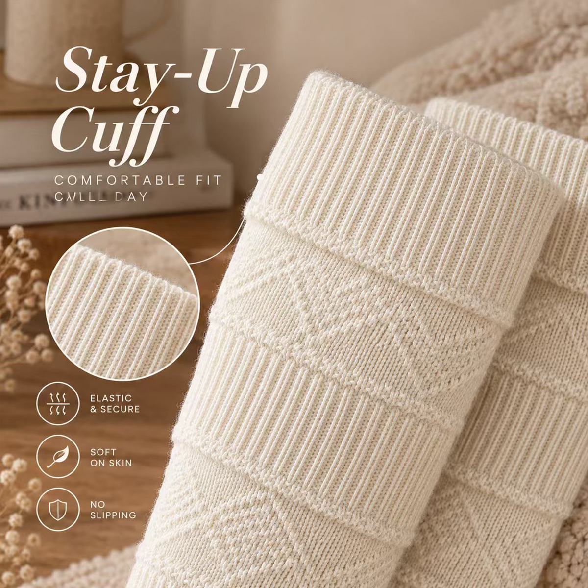 LUVAIRY Fireside Rhythm Textured Knee-High Comfort Socks