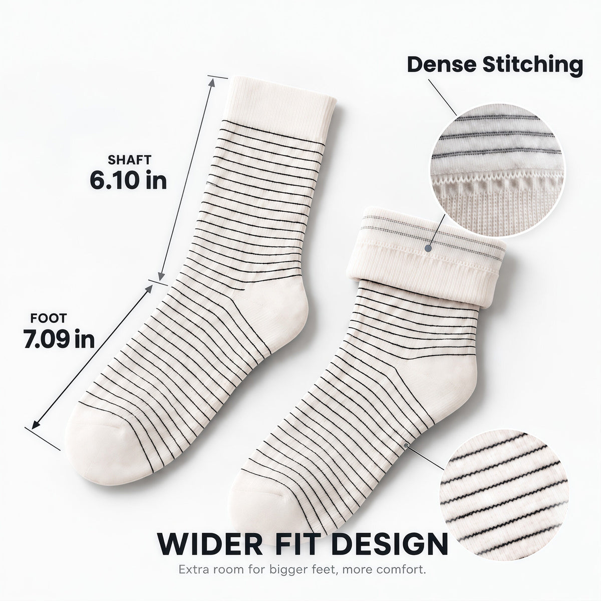 LUVAIRY Everyday Striped Wool Crew Socks – 5-Pair Set