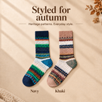 LUVAIRY Heritage Pattern Cotton Crew Socks – Soft Everyday Comfort