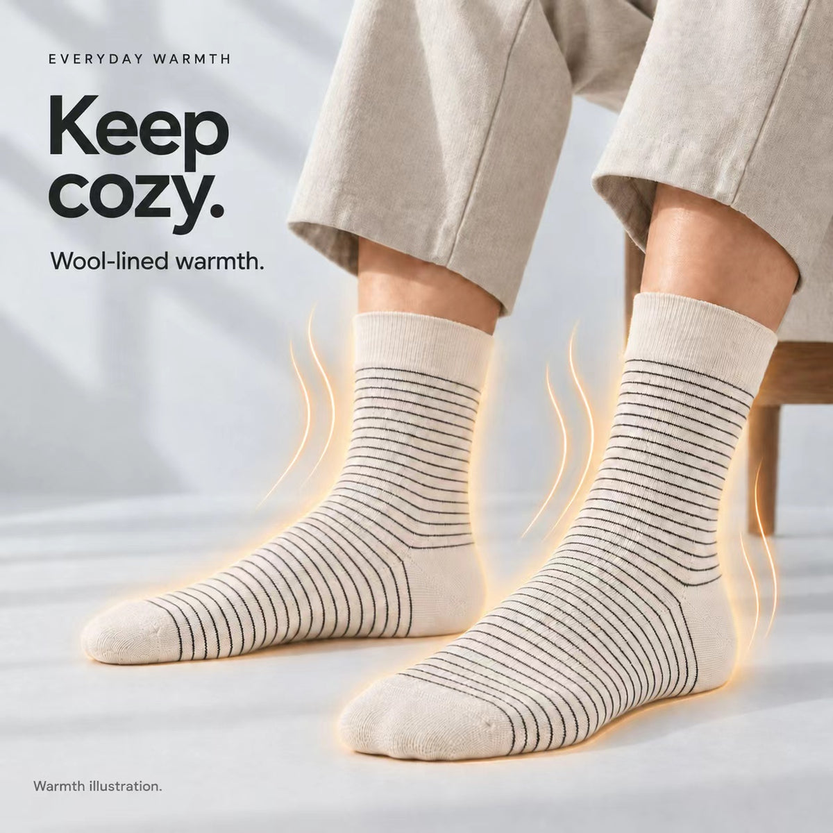LUVAIRY Everyday Striped Wool Crew Socks – 5-Pair Set